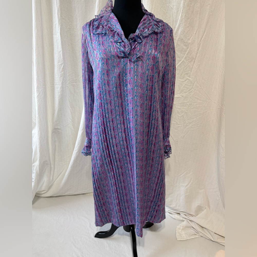 Vintage Chic Silk Long Sleeve Purple Dress #ruffles #feminine #fairycore